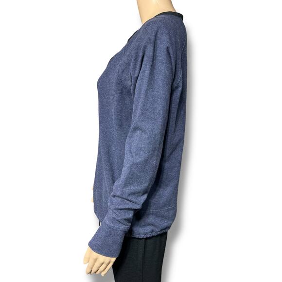 Athleta Womens Athletic Shirt Top V Neck Long Sleeves Drawstring Hem Blue Black - Picture 4 of 8